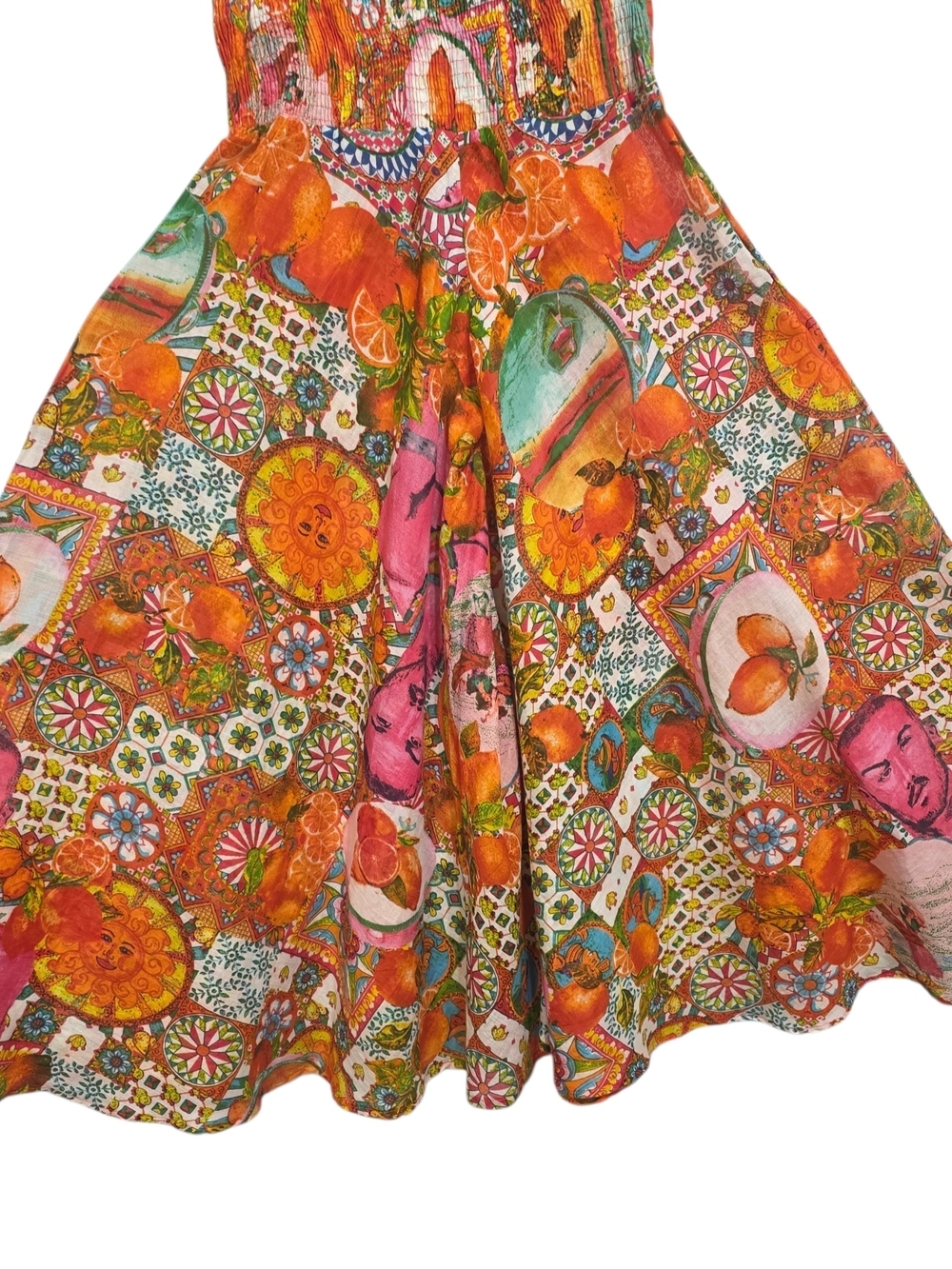 Antica Sartoria Giacomo Cinque Positano Palazzo Pants Citrus Print Wide Leg OS - Picture 2 of 9